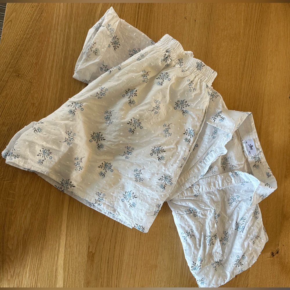 Floral Print Pajama Set - White